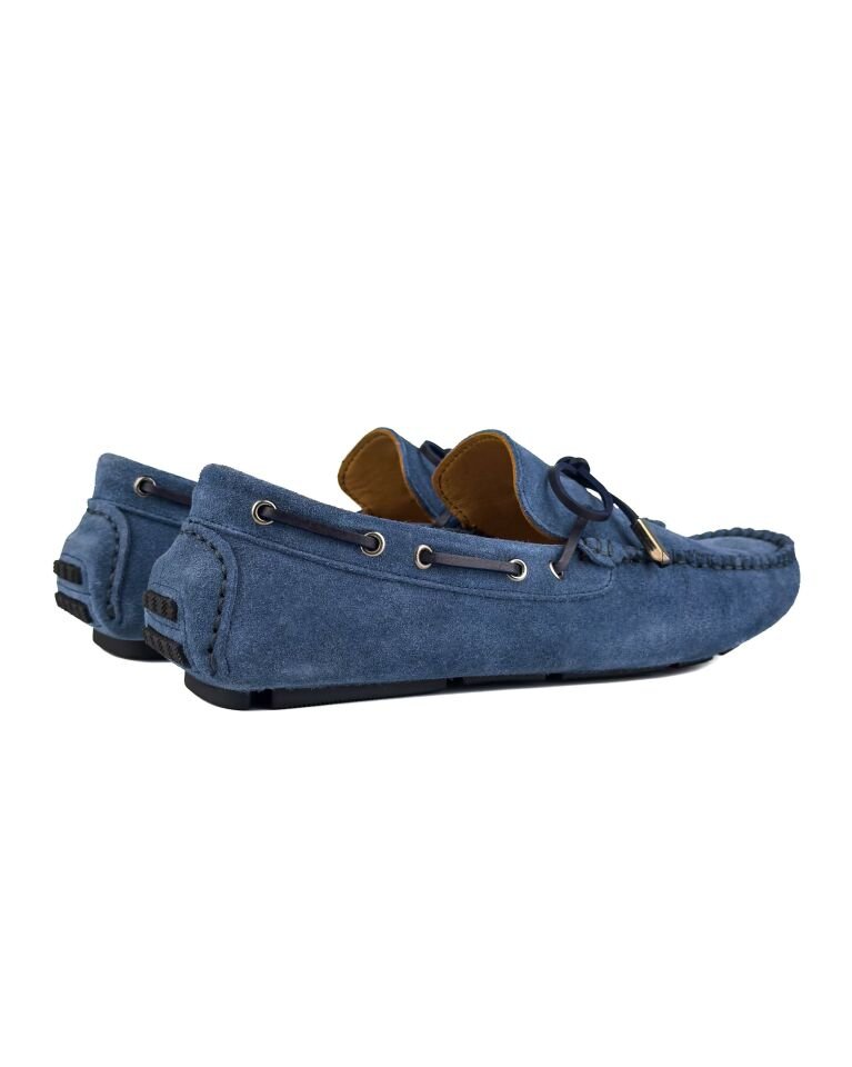 Teos Mavi Hakiki Süet Deri Erkek Loafer Ayakkabı