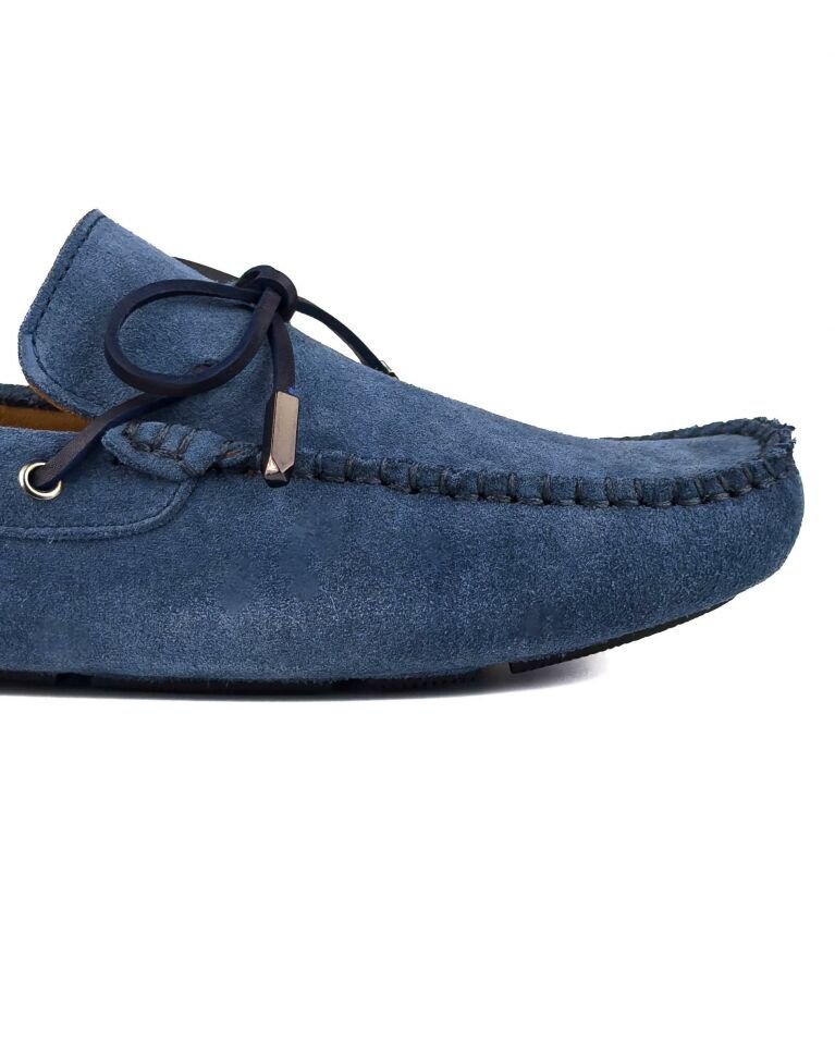 Teos Mavi Hakiki Süet Deri Erkek Loafer Ayakkabı