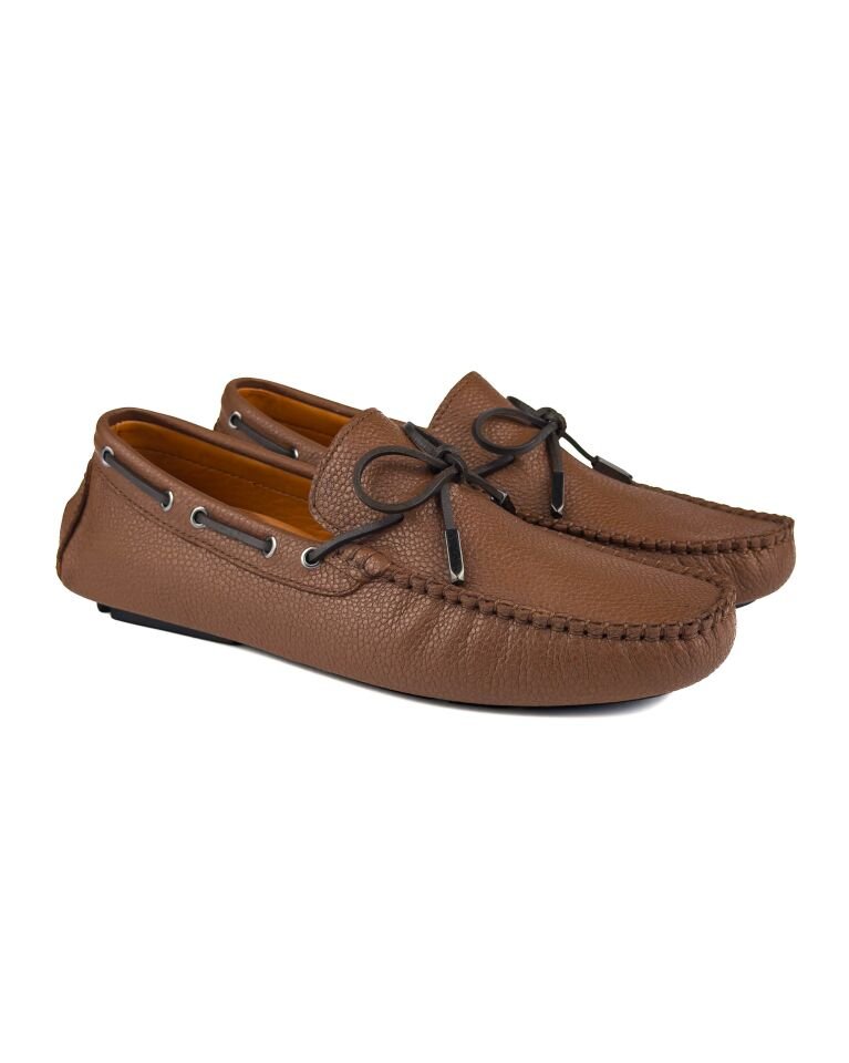 Teos Kahverengi Hakiki Deri Erkek Loafer Ayakkabı