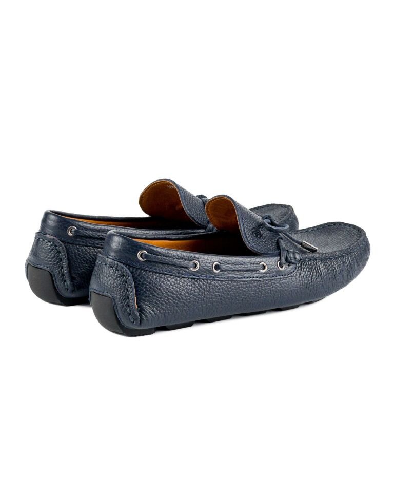 Ancrya Lacivert Hakiki Deri Erkek Loafer Ayakkabı
