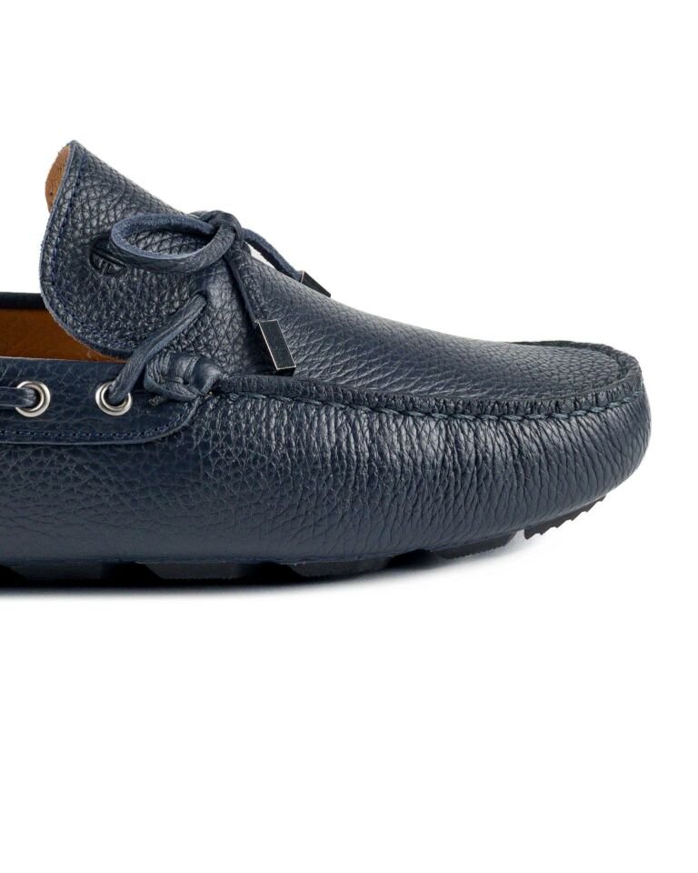 Ancrya Lacivert Hakiki Deri Erkek Loafer Ayakkabı