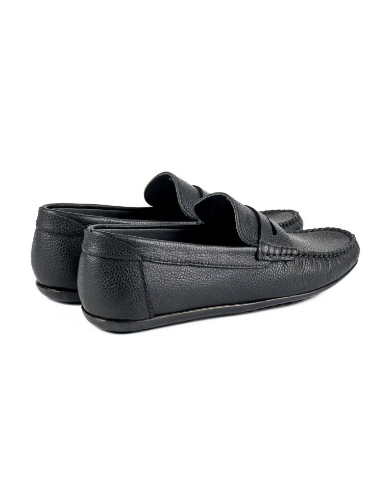 Edessa Siyah Hakiki Deri Erkek Loafer Ayakkabı
