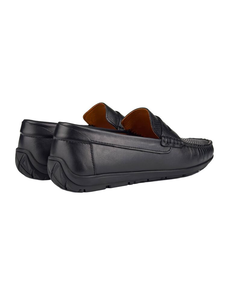 Datça Siyah Hakiki Deri Erkek Loafer Ayakkabı