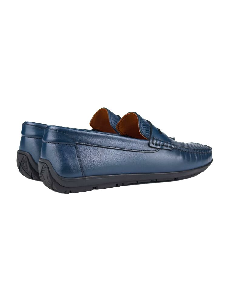Datça Lacivert Hakiki Deri Erkek Loafer Ayakkabı