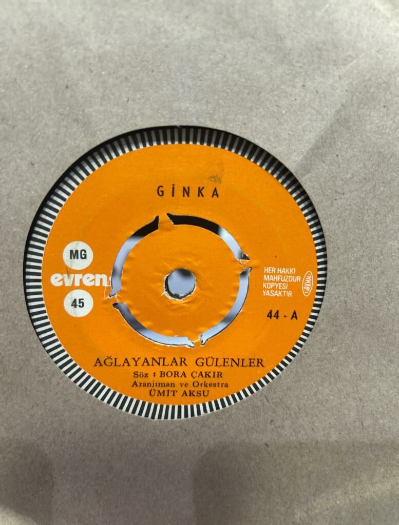 Ginka Ümit Aksu Orkestrası - Ağlayanlar Gülenler / Pişman Değilim 1974 BASKI 45LİK