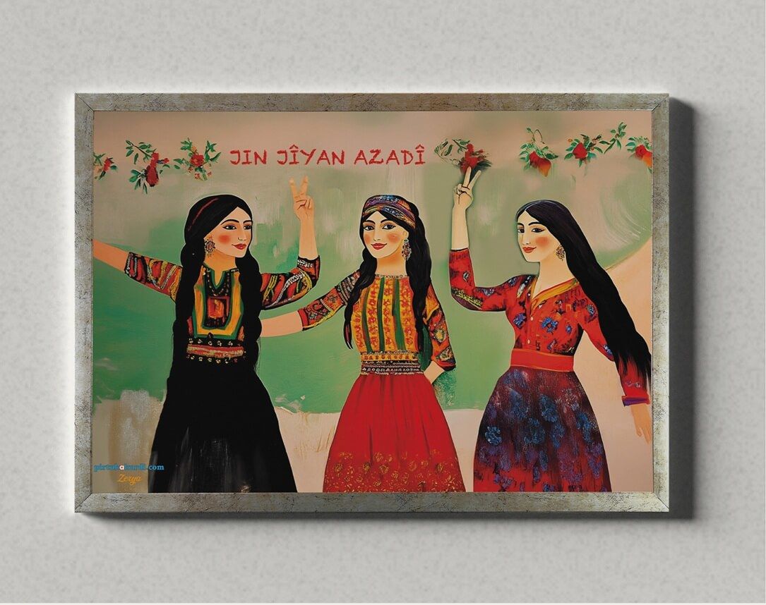 Postera Jin Jiyan Azadî Posteri POSTERİ ÇERÇEVELİ İSTİYORUM