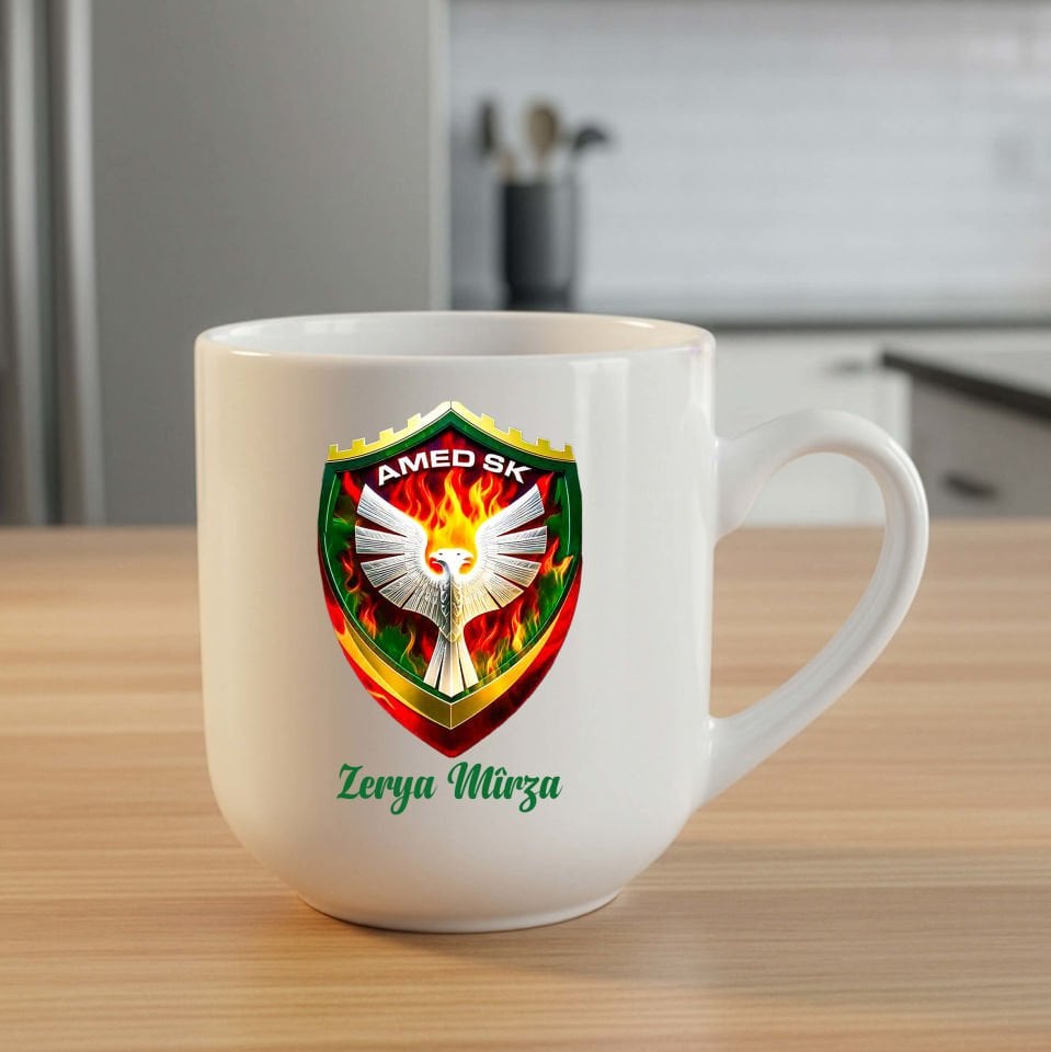 Amedspor Tasarımlı İsme Özel Beyaz Elite Kupa Bardak - Amed Spor İsimli Elite Kupası