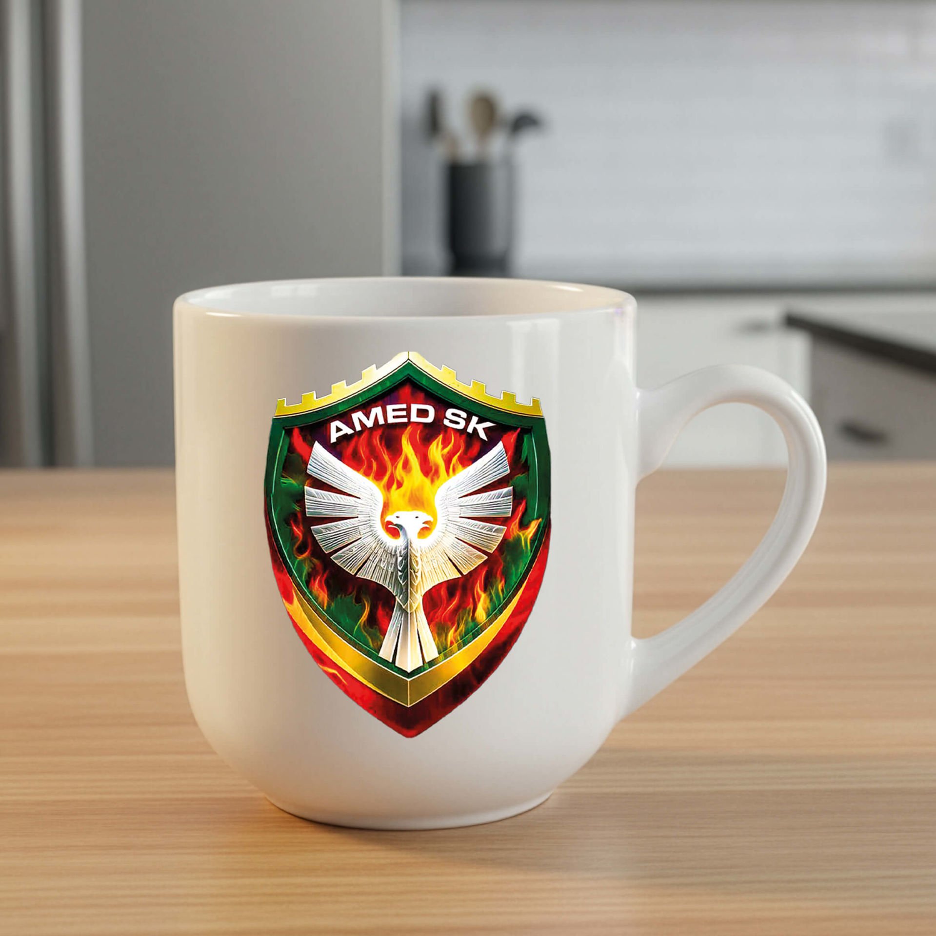 Amedspor Tasarımlı Beyaz Elite Kupa Bardak - Amed Spor Oval Elite Kupası
