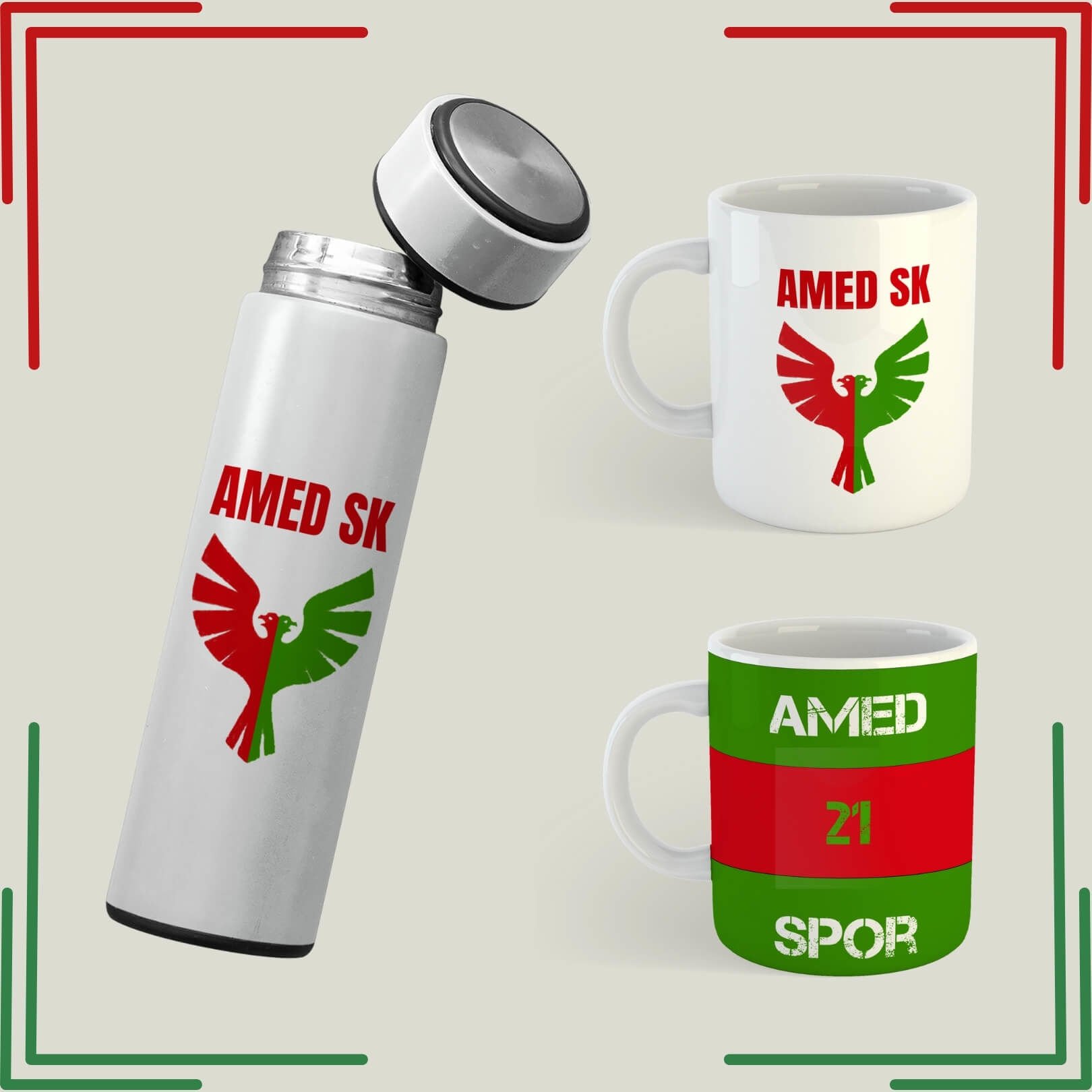 Amedspor Tasarımlı Kupa ve Termos Seti - Amed Spor Seti 2