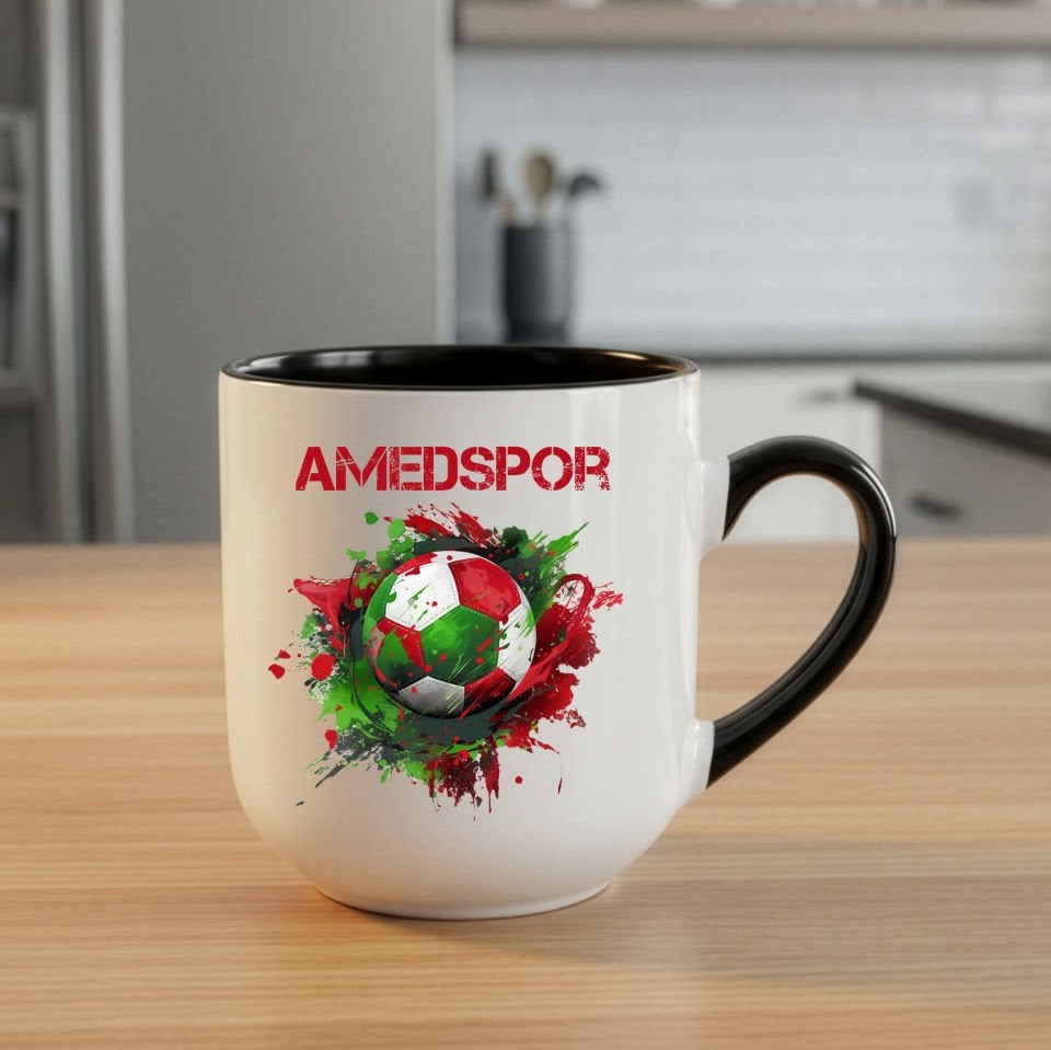 Amedspor Tasarımlı Siyah Elite Kupa Bardak - Amed Spor Futbol Toplu Oval Elite Kupası