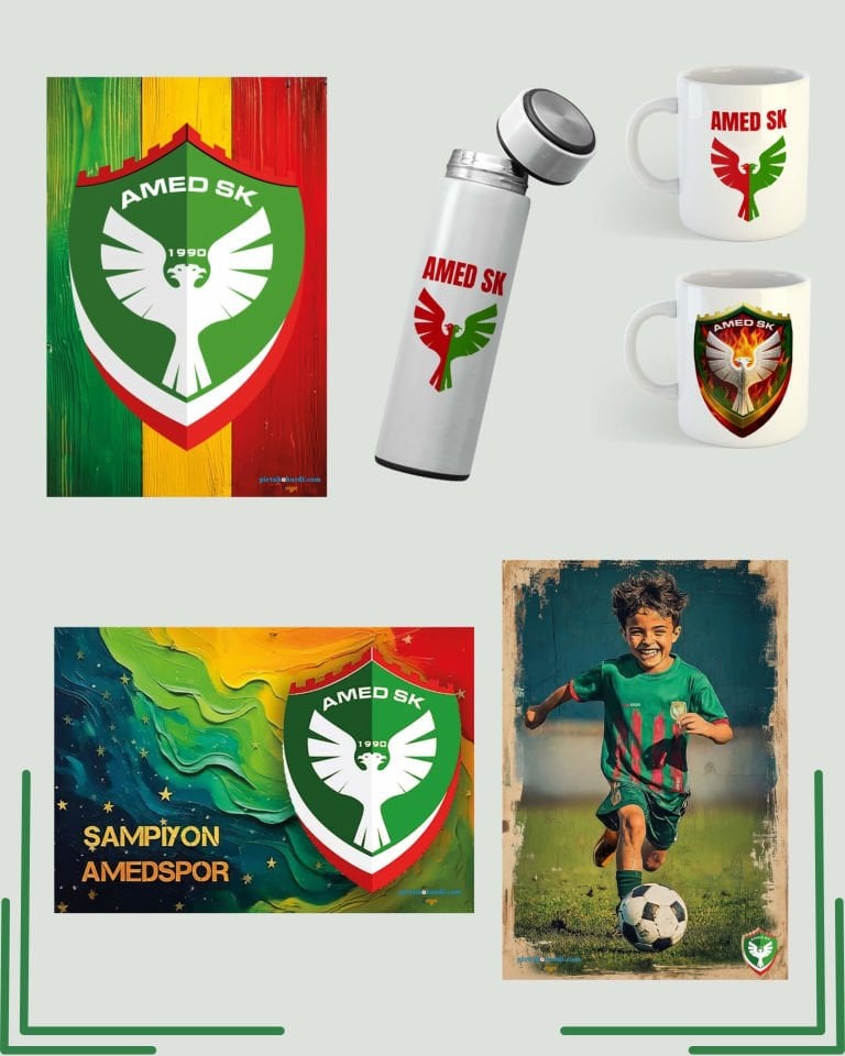 Amedspor Tasarımlı Poster Kupa  ve Termos Seti - Amed Spor Full Seti