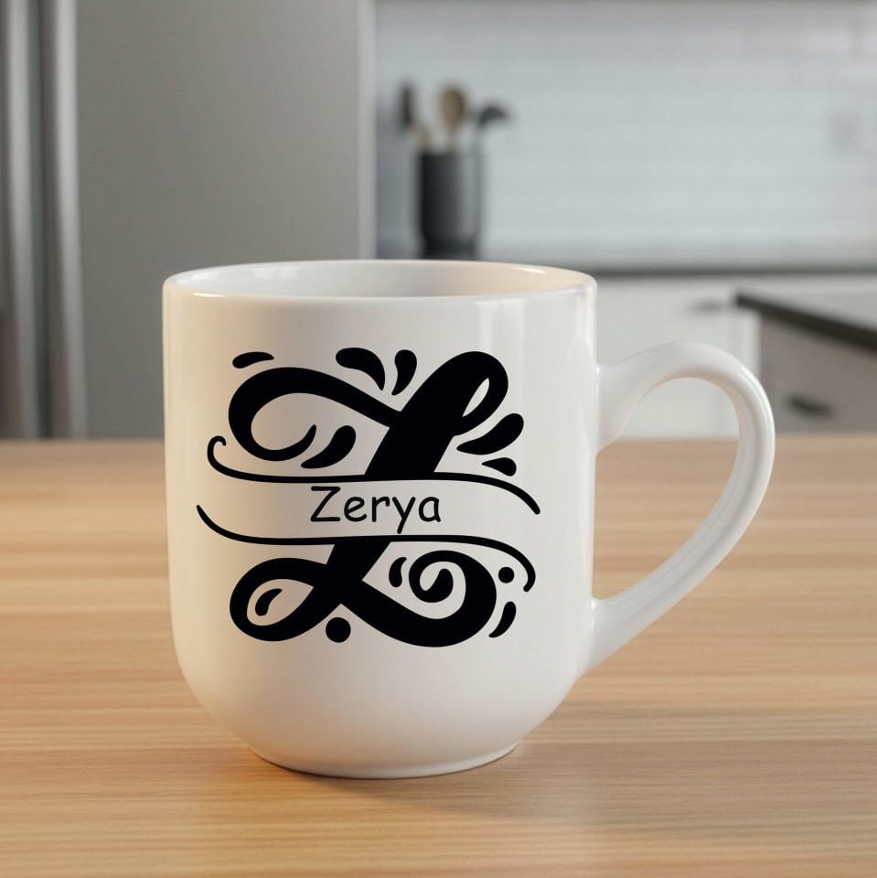 İsme Özel Harfli Elite Beyaz Kupa Bardak - İsme Özel Harfli Elite Kupası