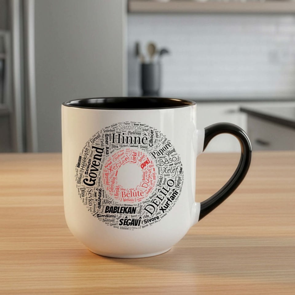 Kürtçe Halay İsimleri Govend Elite Siyah Kupa Bardak - Kürtçe Halay İsimleri Elite Kupası
