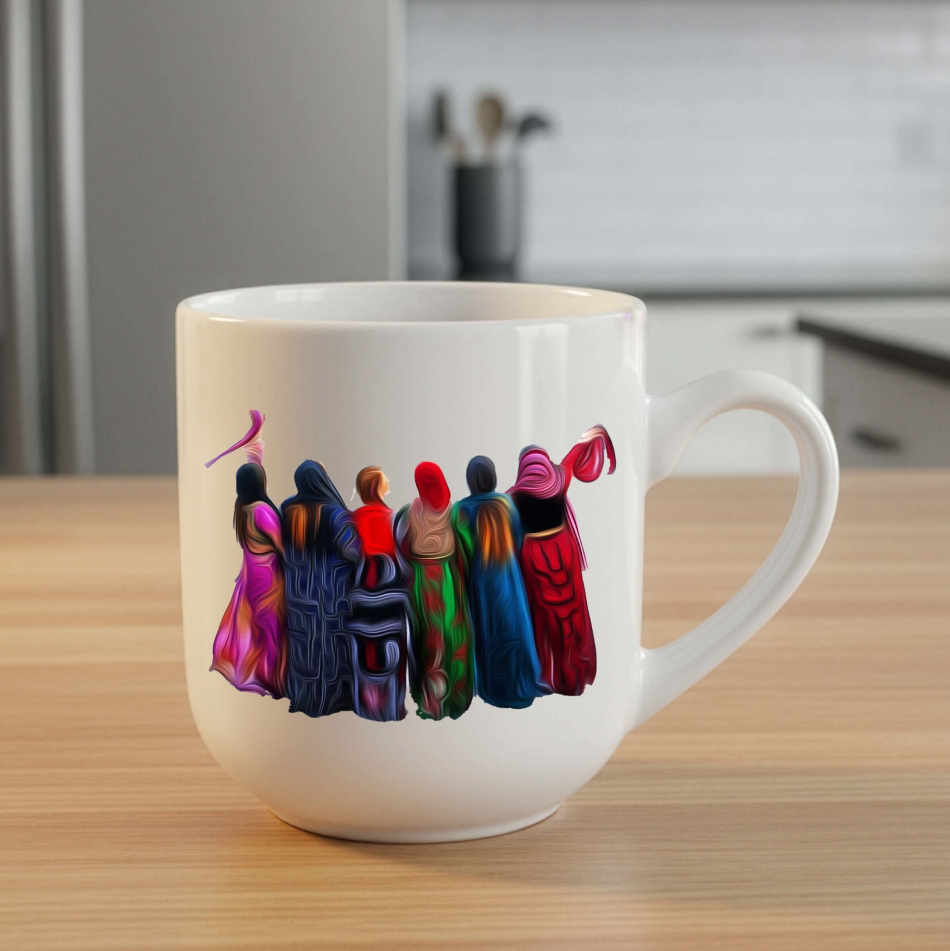 Kadın Halay Motifli Elite Beyaz Kupa Bardak - Kadın Halay Govend Elite Kupası