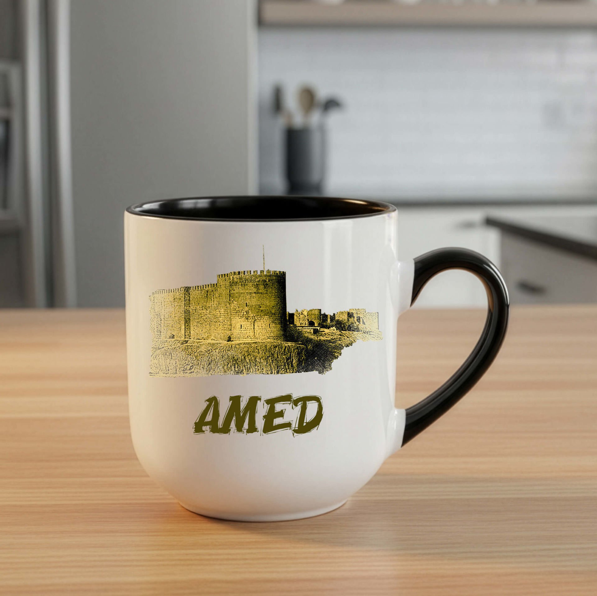 Amed Surları Tasarımlı Elite Siyah Kupa Bardak - Amed Surları Elite Kupası