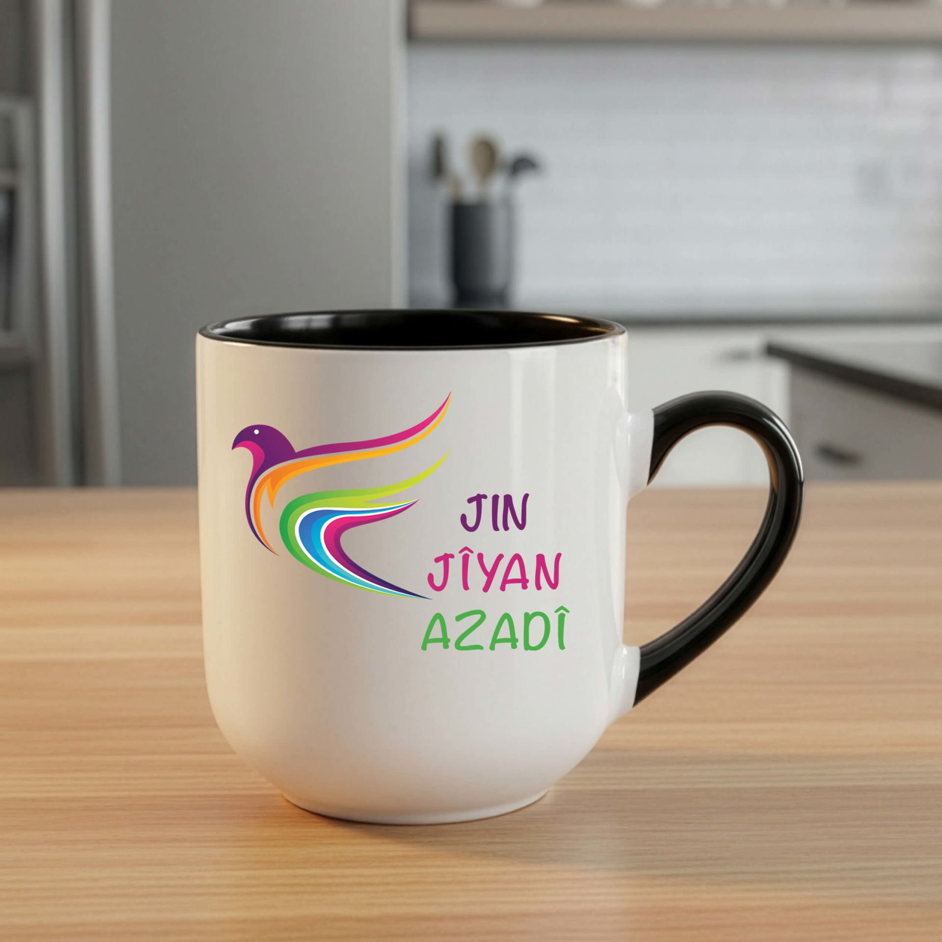 Jin Jiyan Azadi Yazılı Elite Siyah Kupa Bardak - Jin Jiyan Azadi Elite Kupası