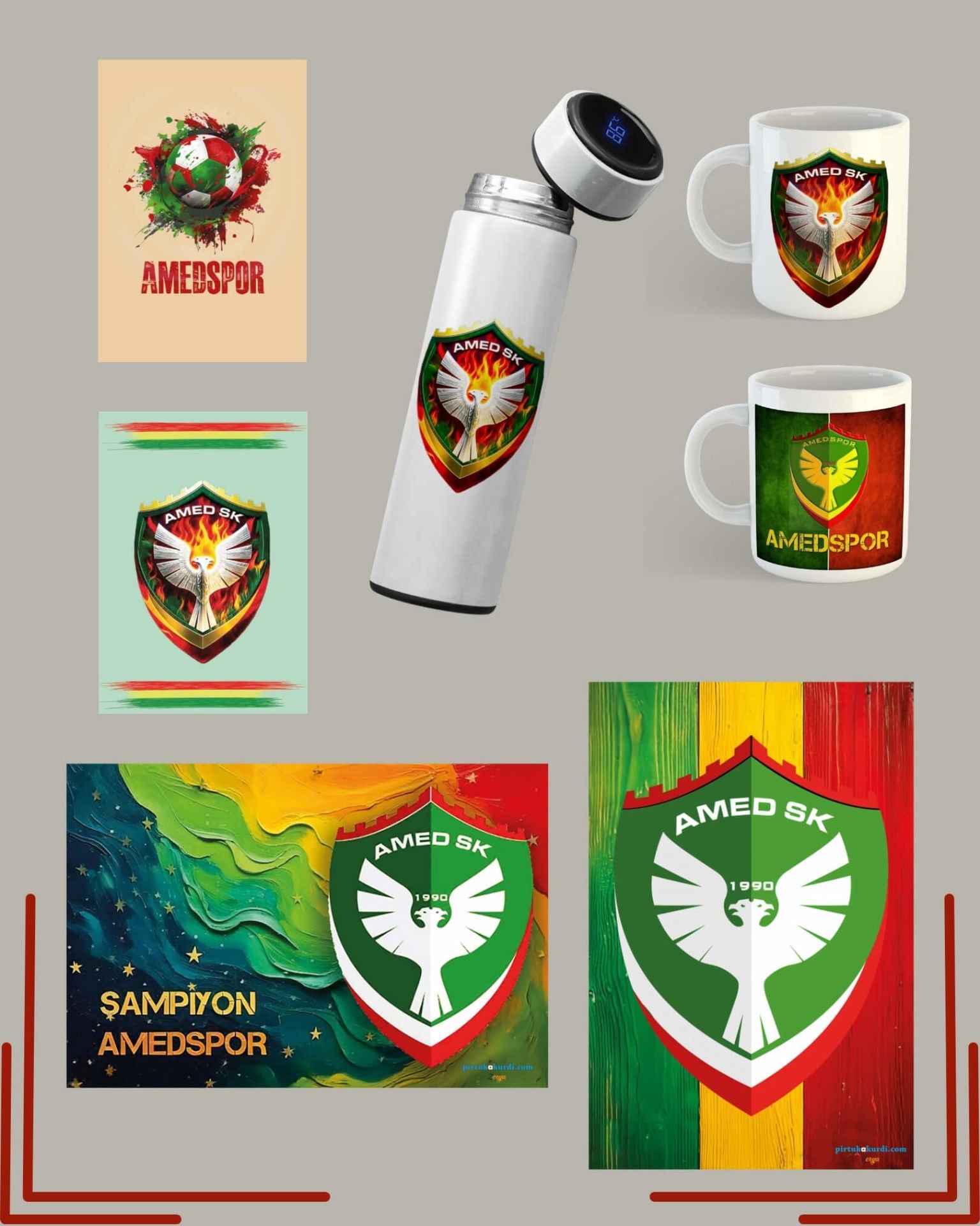 Amedspor Kupa Termos Poster ve Not Defteri Seti - Amedspor Kupa Bardak