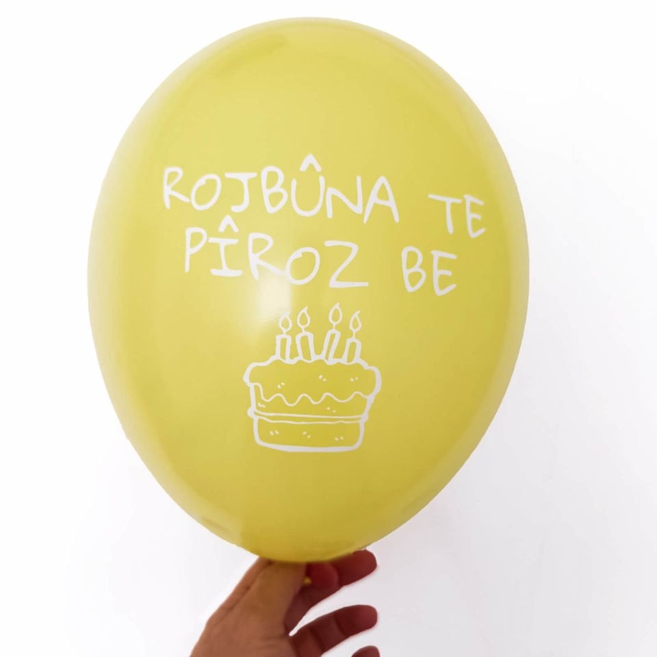 Pifdankên Rojbûnê Zer - Kürtçe Doğum Günü Balonu Sarı