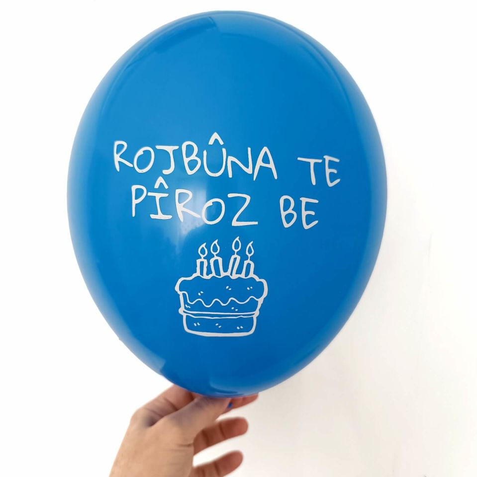Ayaklı Balon Standı - Kürtçe Doğum Günü Balonlu (DOLU)