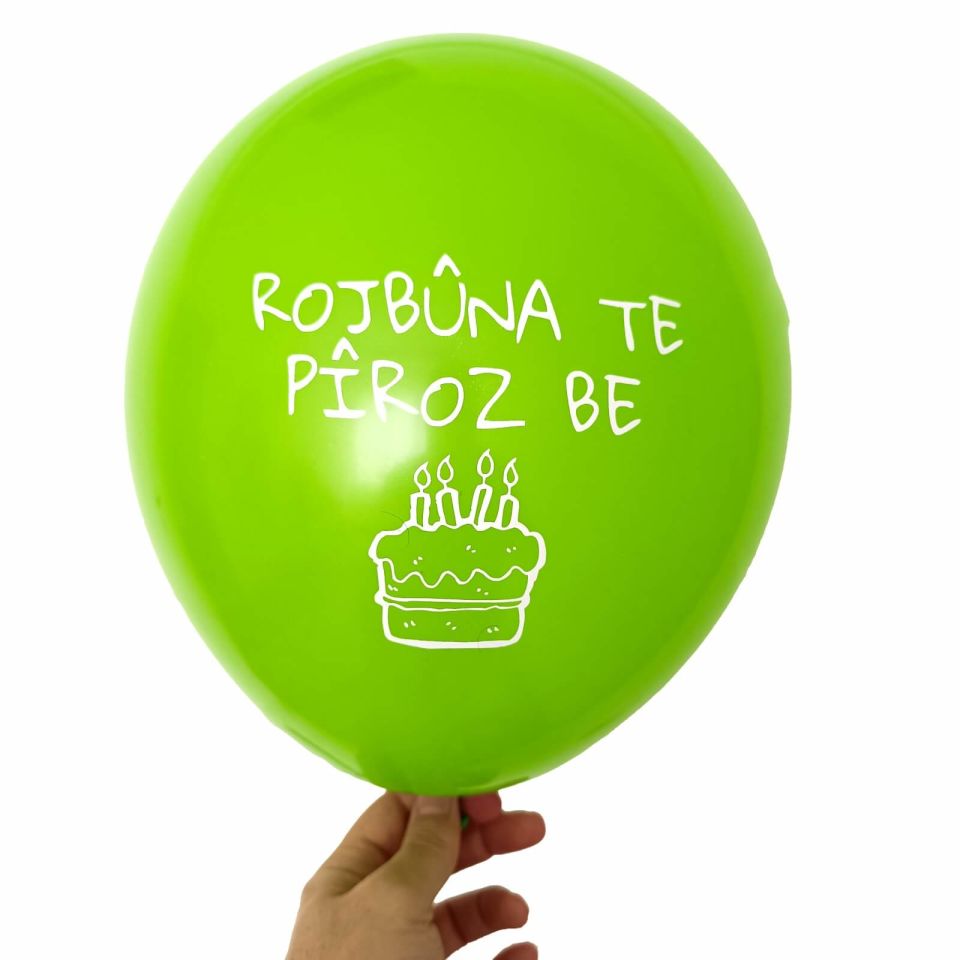 Ayaklı Balon Standı - Kürtçe Doğum Günü Balonlu (DOLU)
