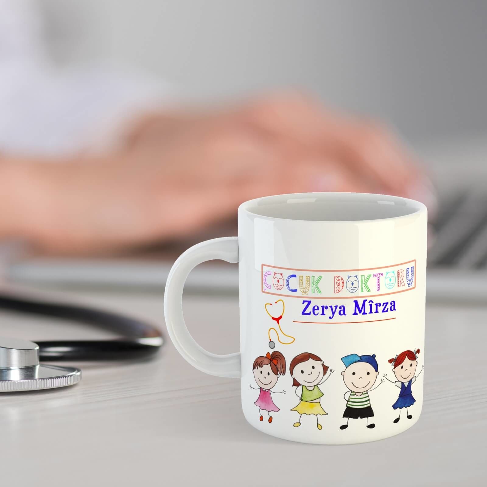 Porcelain Mug with a Special Name for the Pediatrician