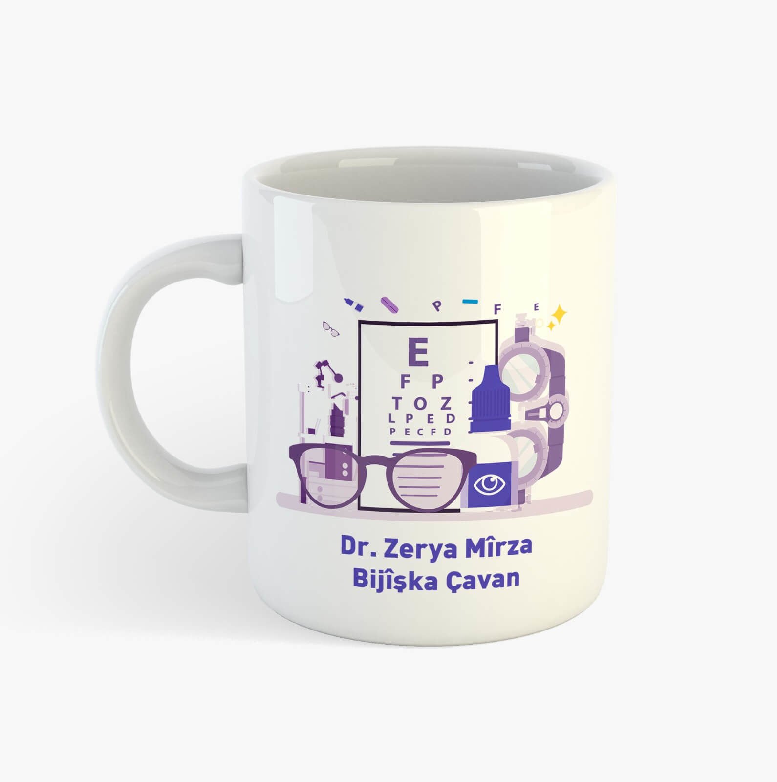 Porcelain Mug with a Special Name for the Ophthalmologist - Bijîşka Çavan