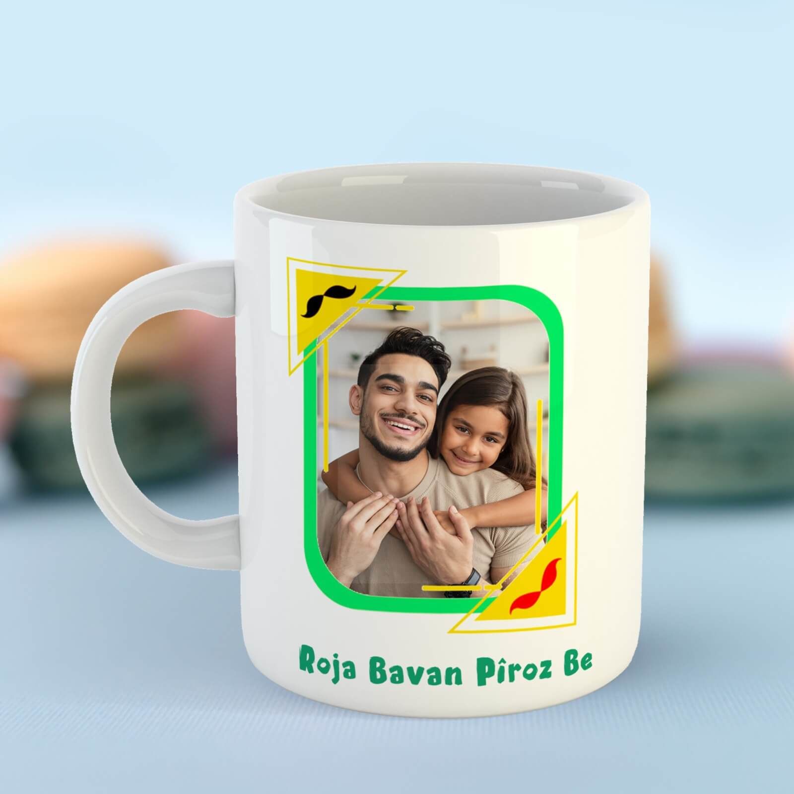 Porcelain Mug with Special Picture for Father's Day - Roja Bavan Pîroz be