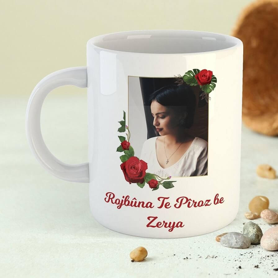 Porcelain Mug with Name and Picture Special for Birthday - Rojbûn