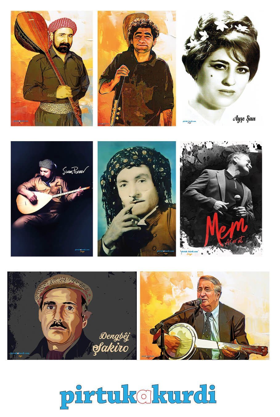 Postera Hûnermendên Kurda - Kürt Sanatçıları Posterleri (8 POSTER)