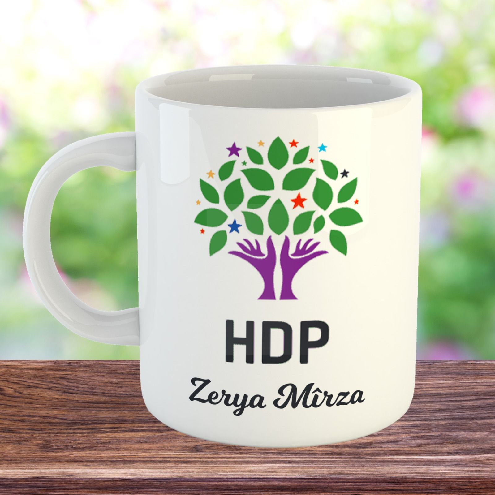 Kişiye Özel HDP Tasarımlı Porselen Kupa Bardak - İsme Özel HDP Kupası
