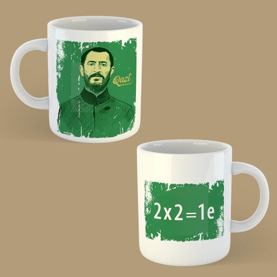 Qazî Muhammed Tasarımlı Porselen Kupa Bardağı - Qazî Muhammed 2x2=1 kupası