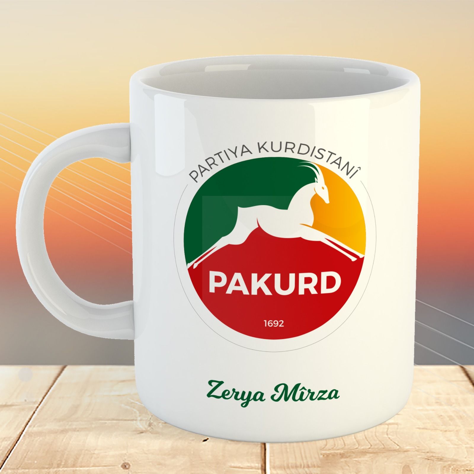 Kişiye Özel PAKURD Tasarımlı Porselen Kupa Bardak - İsme Özel Pakurd Kupası