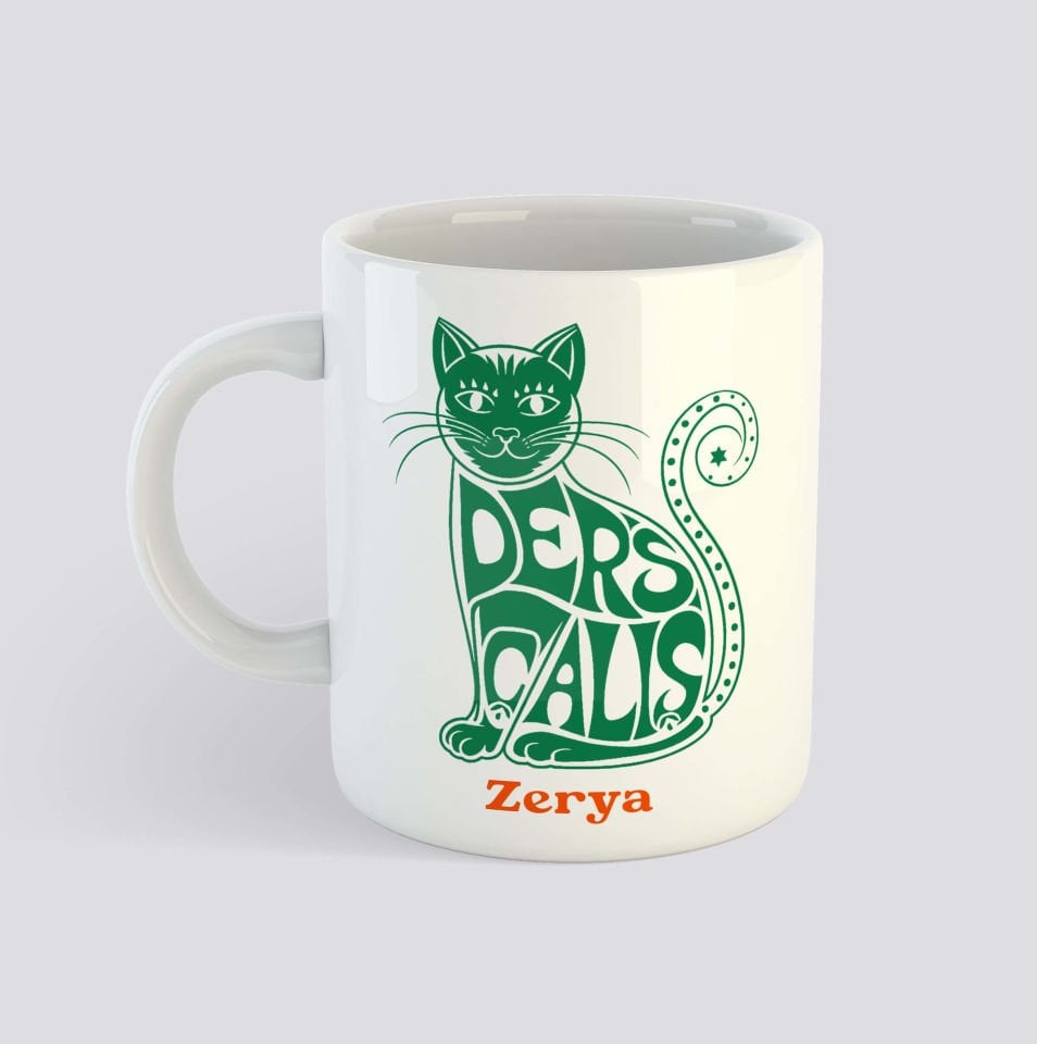 Kişiye Özel Kedi Tasarımlı Porselen Kupa Bardak - Çok Çalış Kedi Kupası