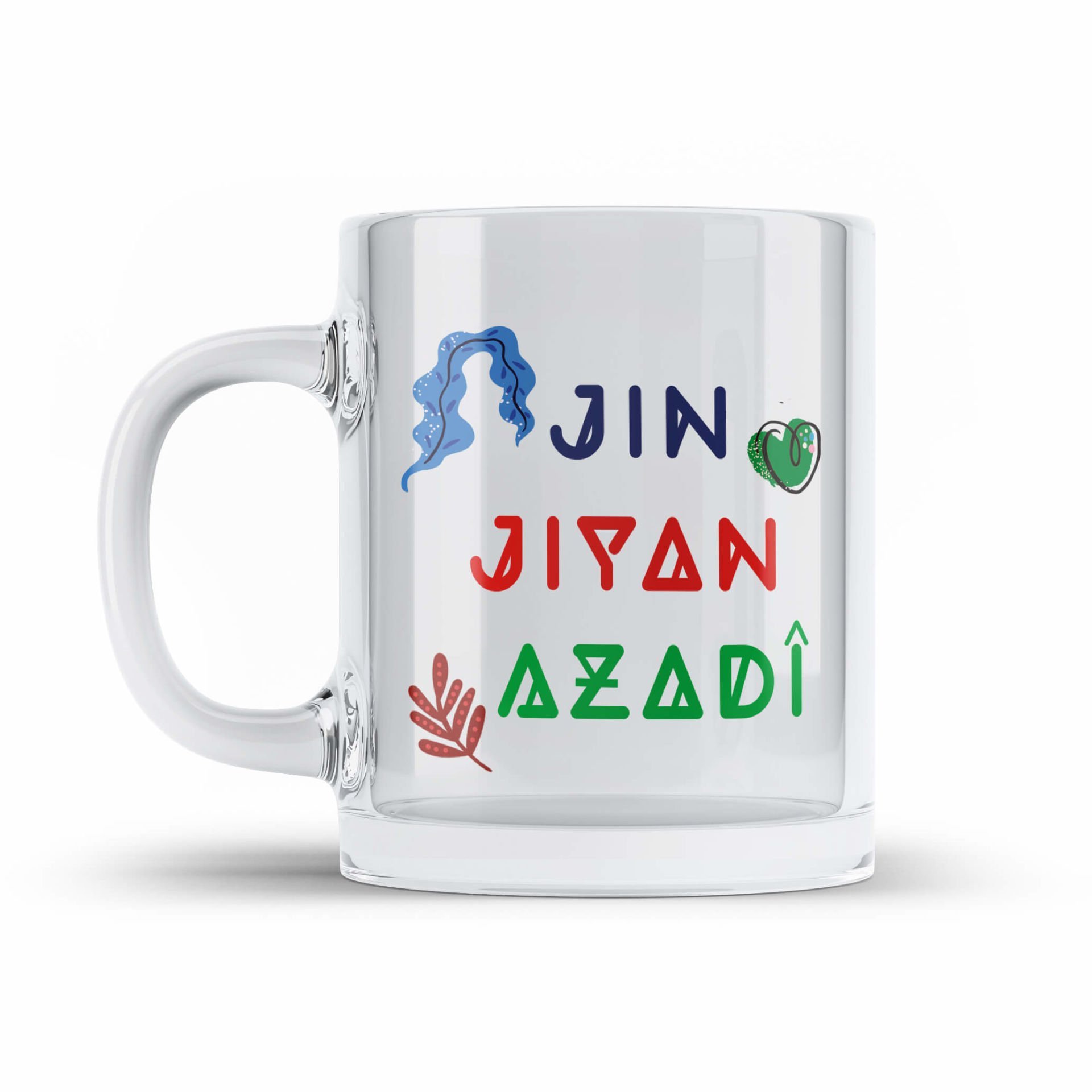 Jin Jiyan Azadi Temalı şeffaf Camlı Kupa Bardak - Jin Jiyan Azadi Bardağı 2