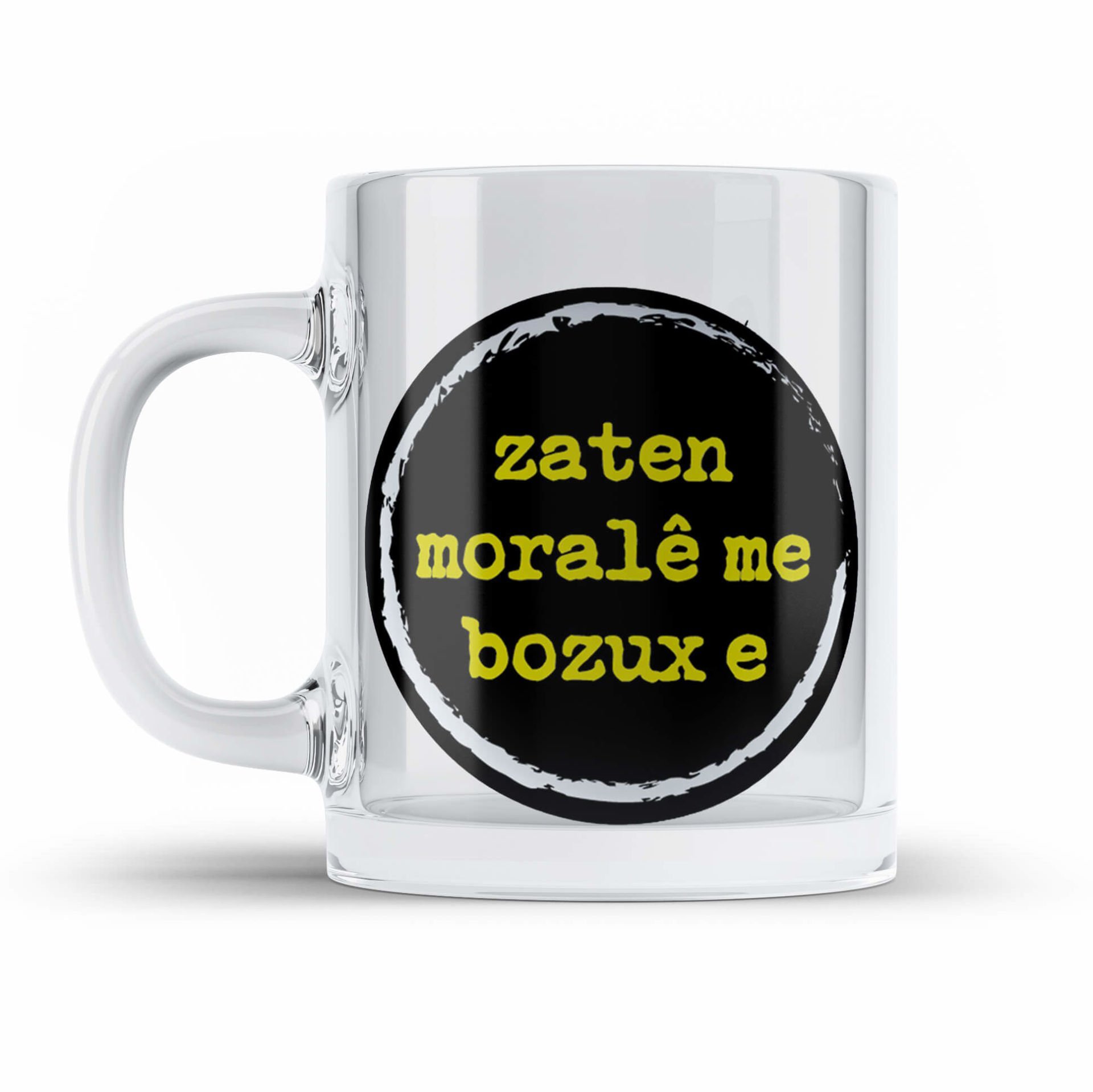 Zaten Moralê me Bozux e Temalı şeffaf Camlı Kupa Bardak - Zaten Moralê me Bozux e Bardağı