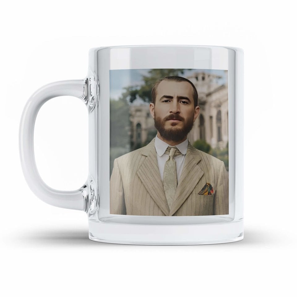 Qazi Muhammed Resimli şeffaf Camlı Kupa Bardak - Qazi Muhammed Cam Bardağı