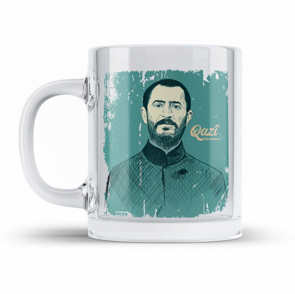 Qazi Muhammed Resimli şeffaf Camlı Kupa Bardak - Qazi Muhammed Cam Bardağı 3