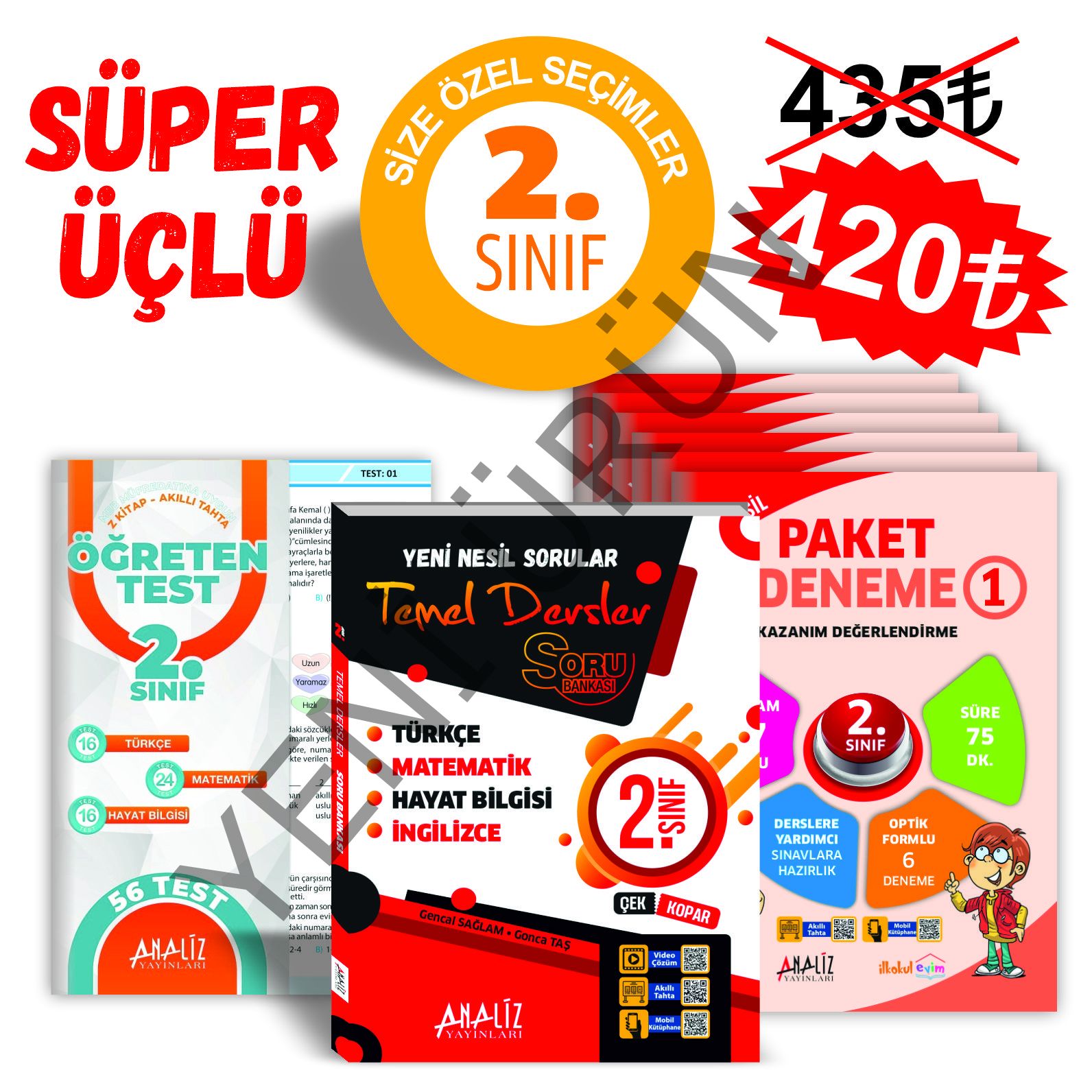 ANALİZ 2.SINIF SÜPER 3'LÜ (6'LI PAKET DENEME+YAPRAK TEST+SORU BANKASI)