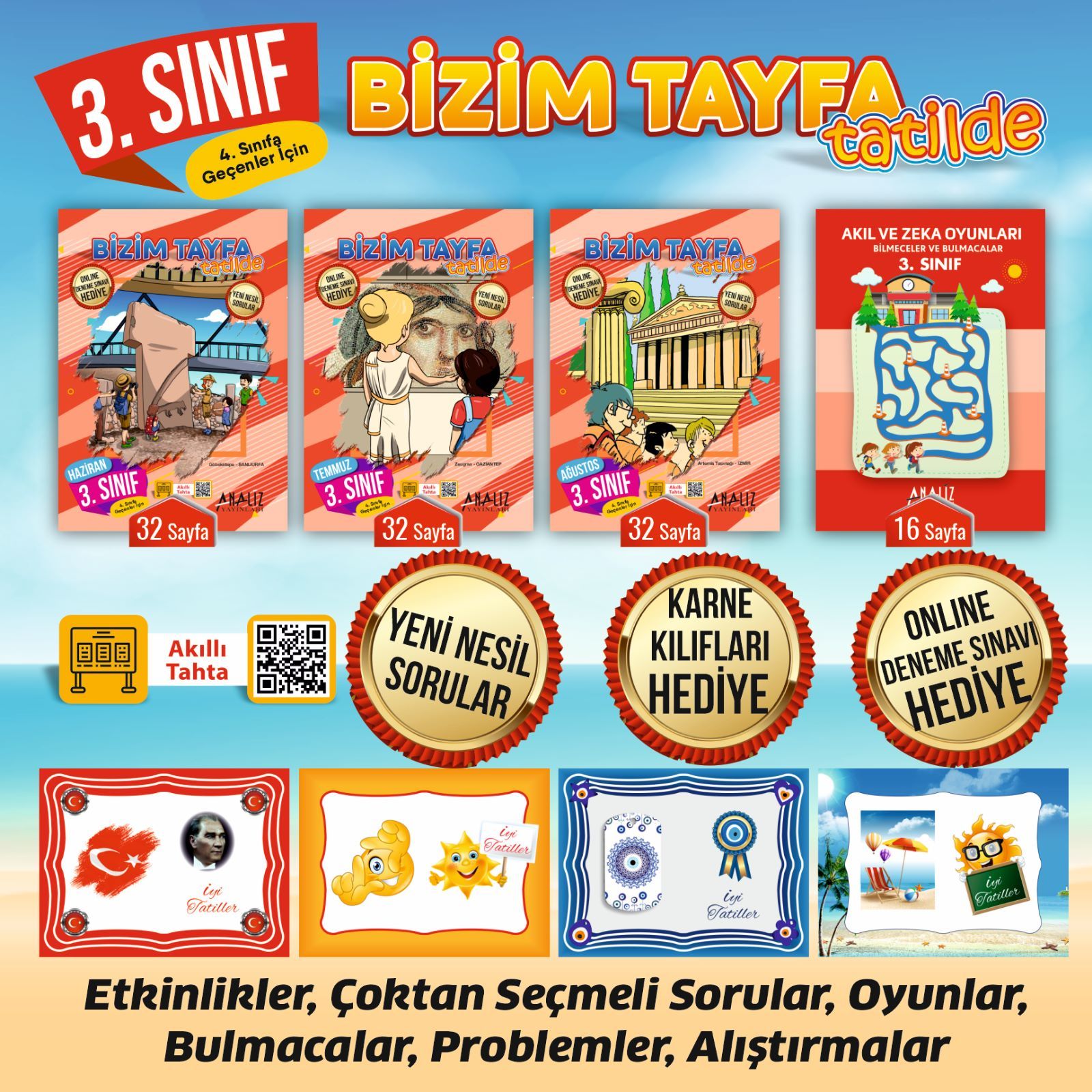 3.SINIF BİZİM TAYFA TATİLDE ETKİNLİK VE TATİL KİTABI+KARNE KILIFI