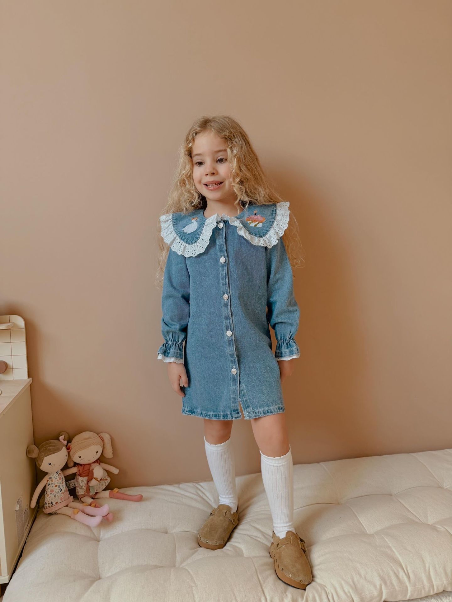 Kız çocuk denim elbise