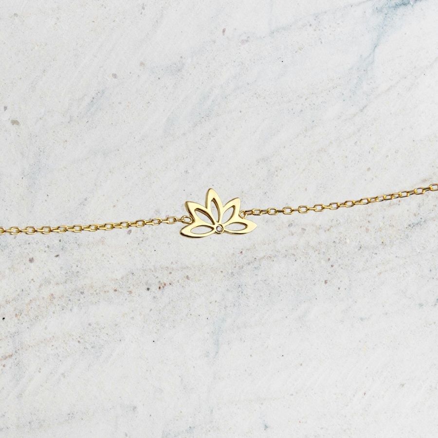 14 Ayar Altın Lotus Çiçeği Bileklik