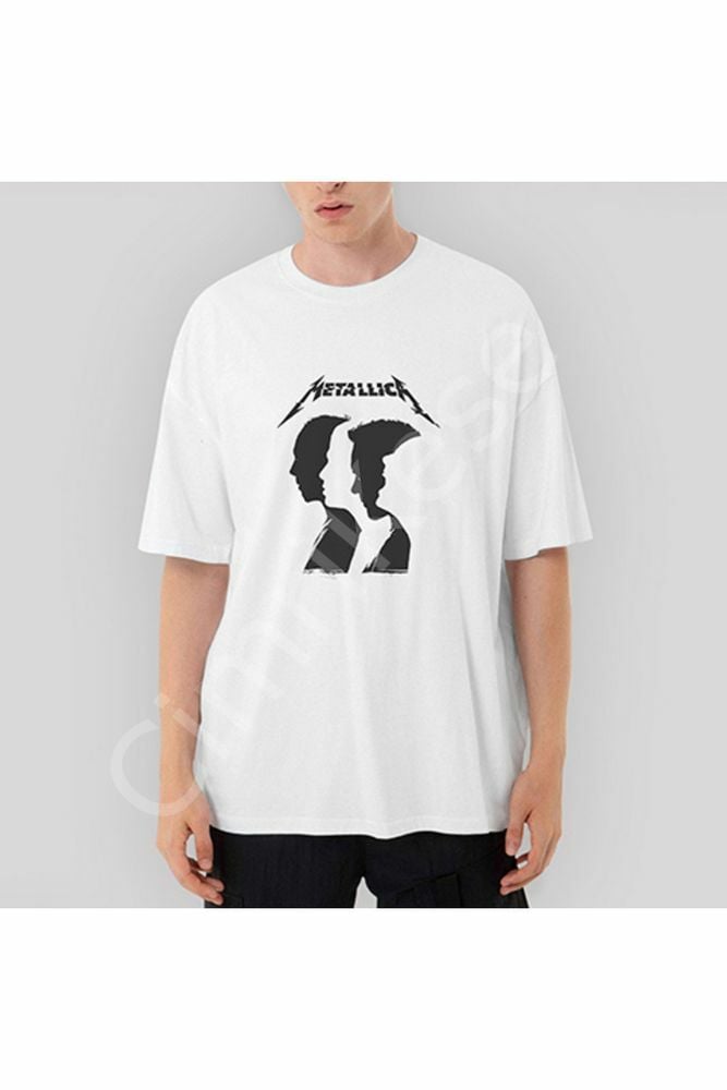 Metallica Group Silhouette Oversize Beyaz Tişört XL