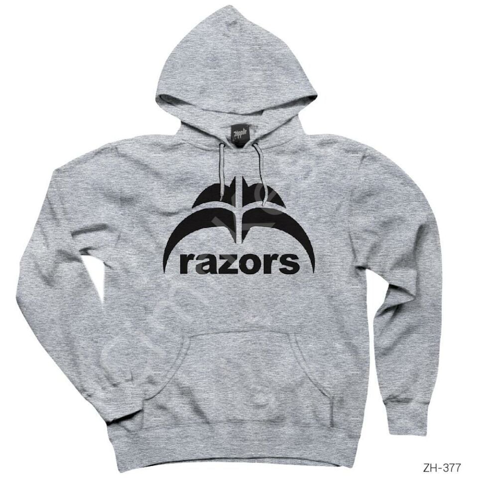 Razors Skate Logo Gri Kapşonlu Sweatshirt Hoodie