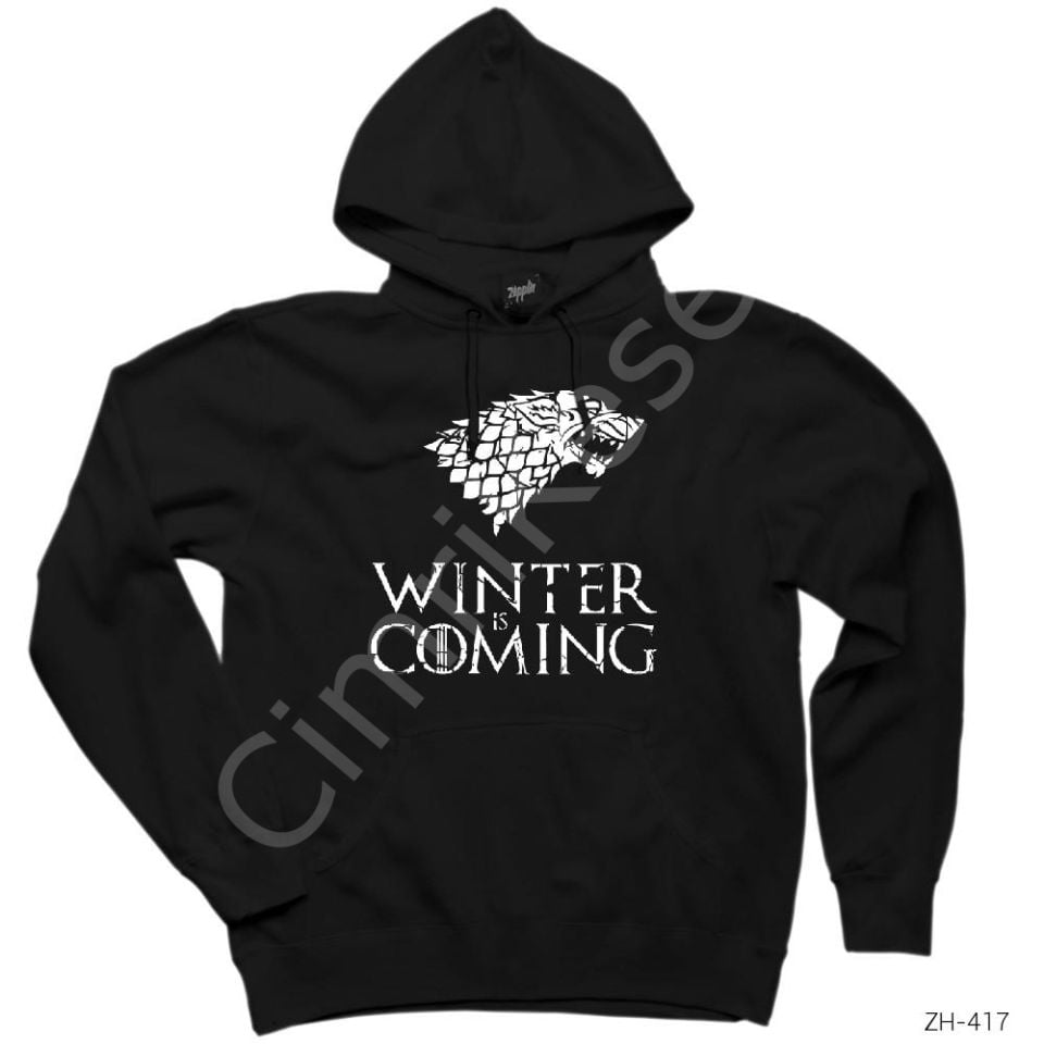Game Of Thrones Winter is Coming White Gri Kapşonlu Sweatshirt Hoodie