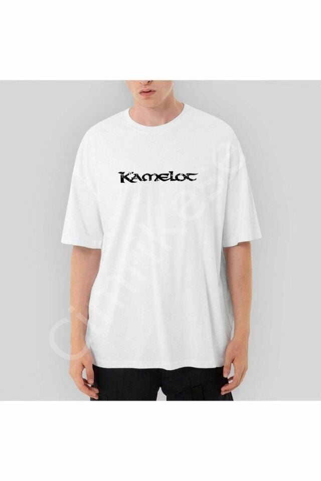 Kamelot Logo Yazı Oversize Beyaz Tişört XL