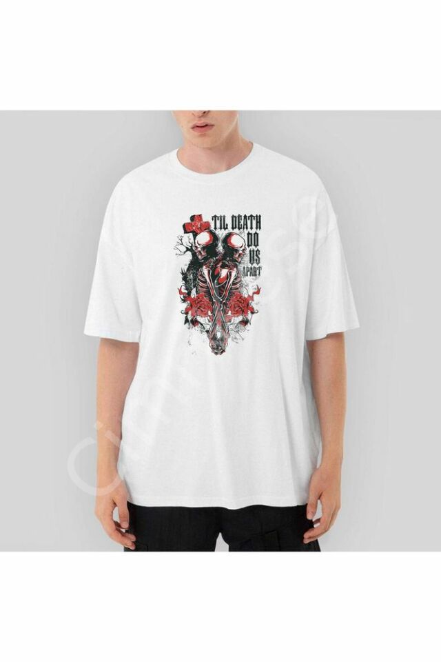 Red Death Skull Oversize Beyaz Tişört XL