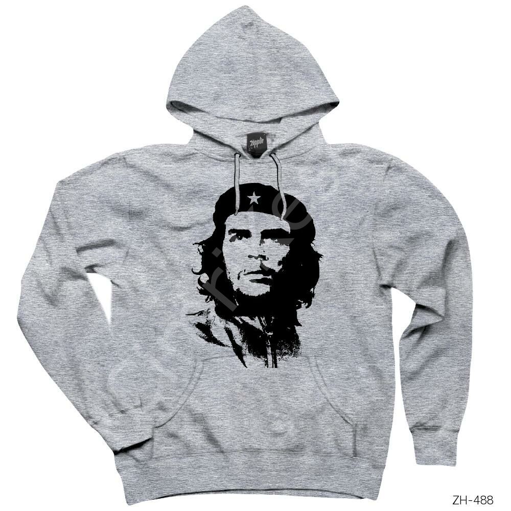 Che Guevara Siluet Gri Kapşonlu Sweatshirt Hoodie