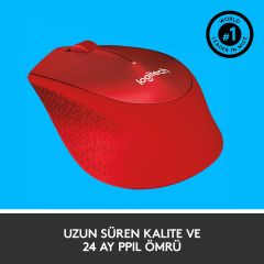 Logitech M330 Sessiz Kablosuz Optik Mouse - Kırmızı 910-004911