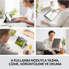 Logitech Combo Touch iPad 10.2 inç 7. 8. ve 9. Nesil ile Uyumlu Çok Yönlü Klavyeli Kılıf - Gri 920-009995