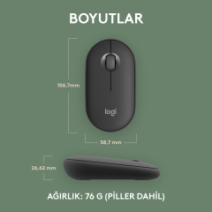 Logitech M350s Pebble 2 Kablosuz Mouse - Grafit 910-007015